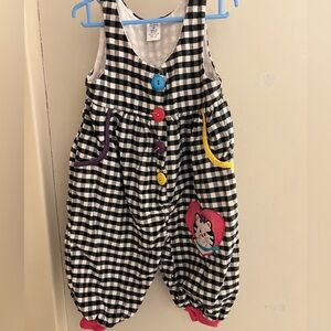 Vintage 90s Checkered Jumpsuit with Colorful Buttons